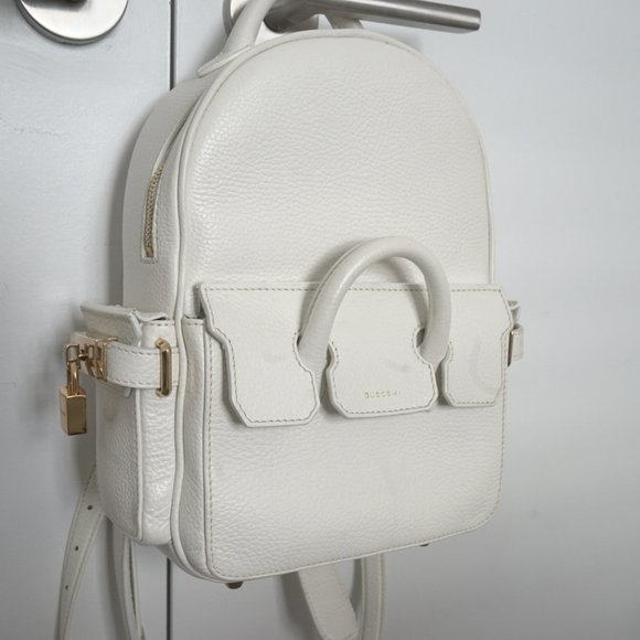 Buscemi Mini PHD White Leather Backpack - Picture 1 of 6
